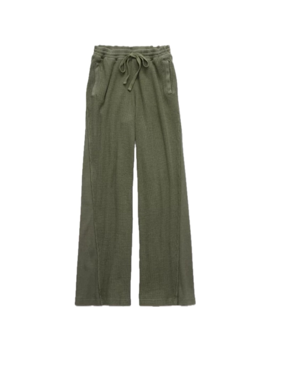 Aerie Waffle Wide Leg Skater Pant - Olive Fun, Size S